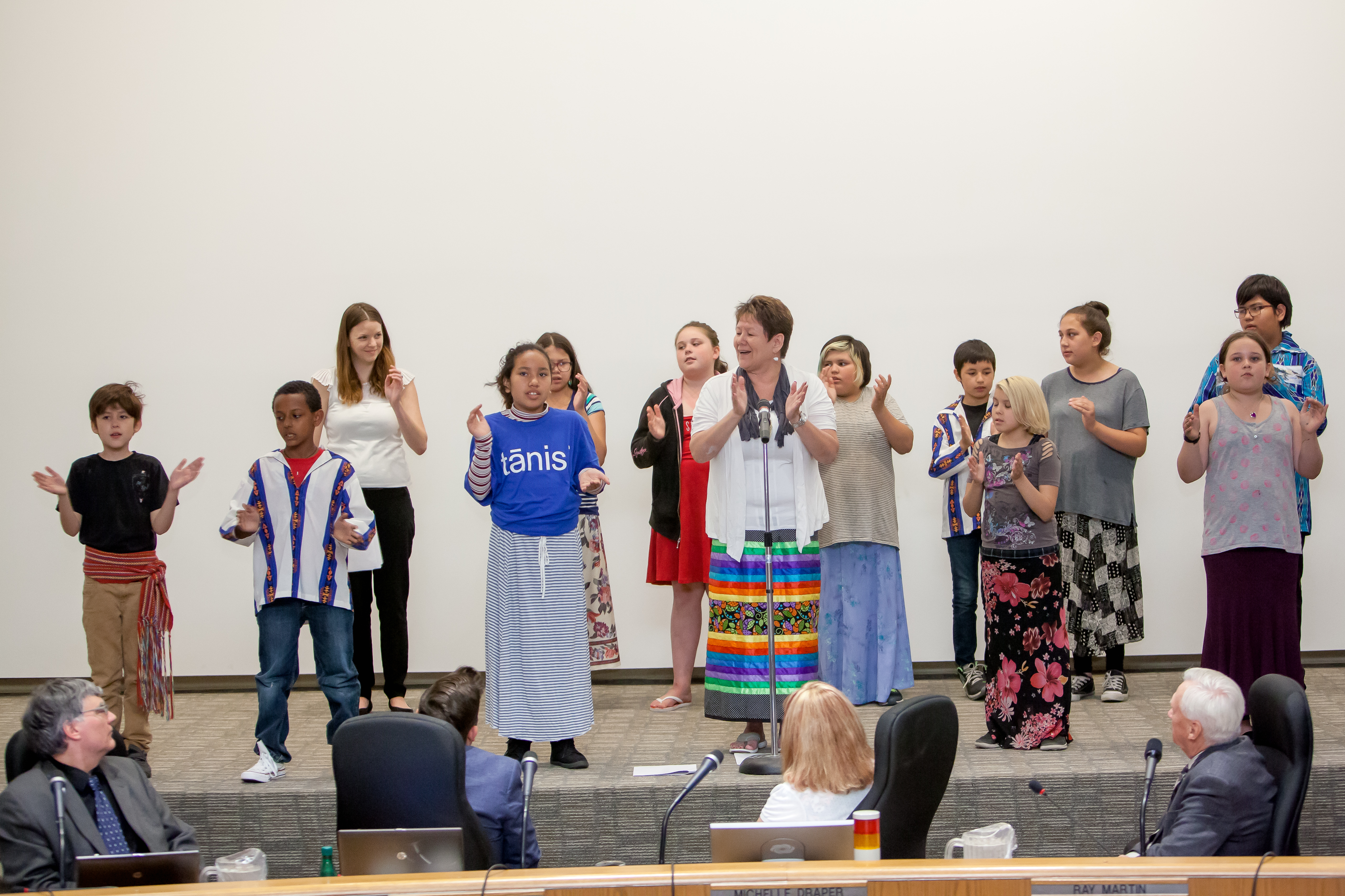 The Cree choir from Prince Charles School opened the Board meeting by singing the national anthem in Cree and reciting a prayer in Cree to mark National Aboriginal Day.